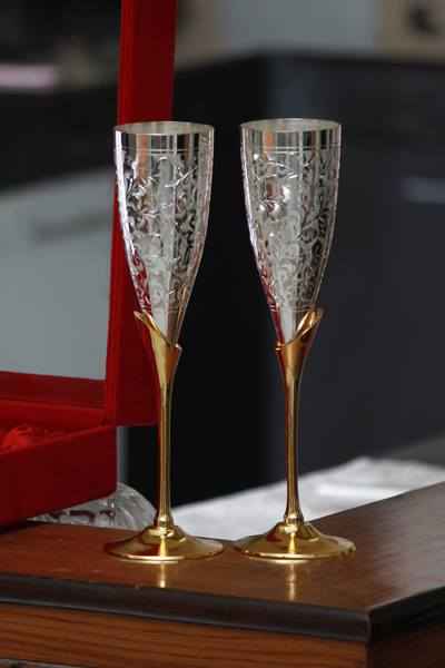 Goblet Set Golden / Silver Plated 2 Pcs in Velvet Box