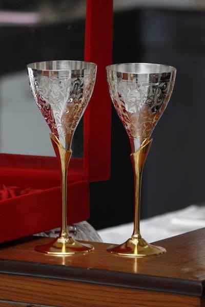 Goblet Set Golden / Silver Plated 2 Pcs in Velvet Box