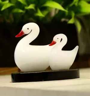Pair Of White Mother And Baby Duck