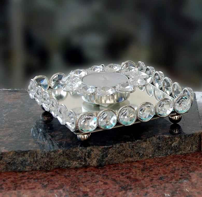 Crystal Tray with 1 Diya